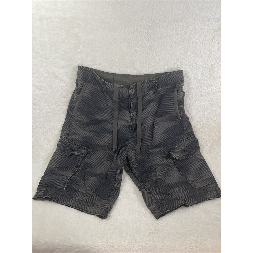 Faded Glory Men's Cargo Shorts, Size 30 Inseam 10 1/2", Rise 11 1/2" Black Green